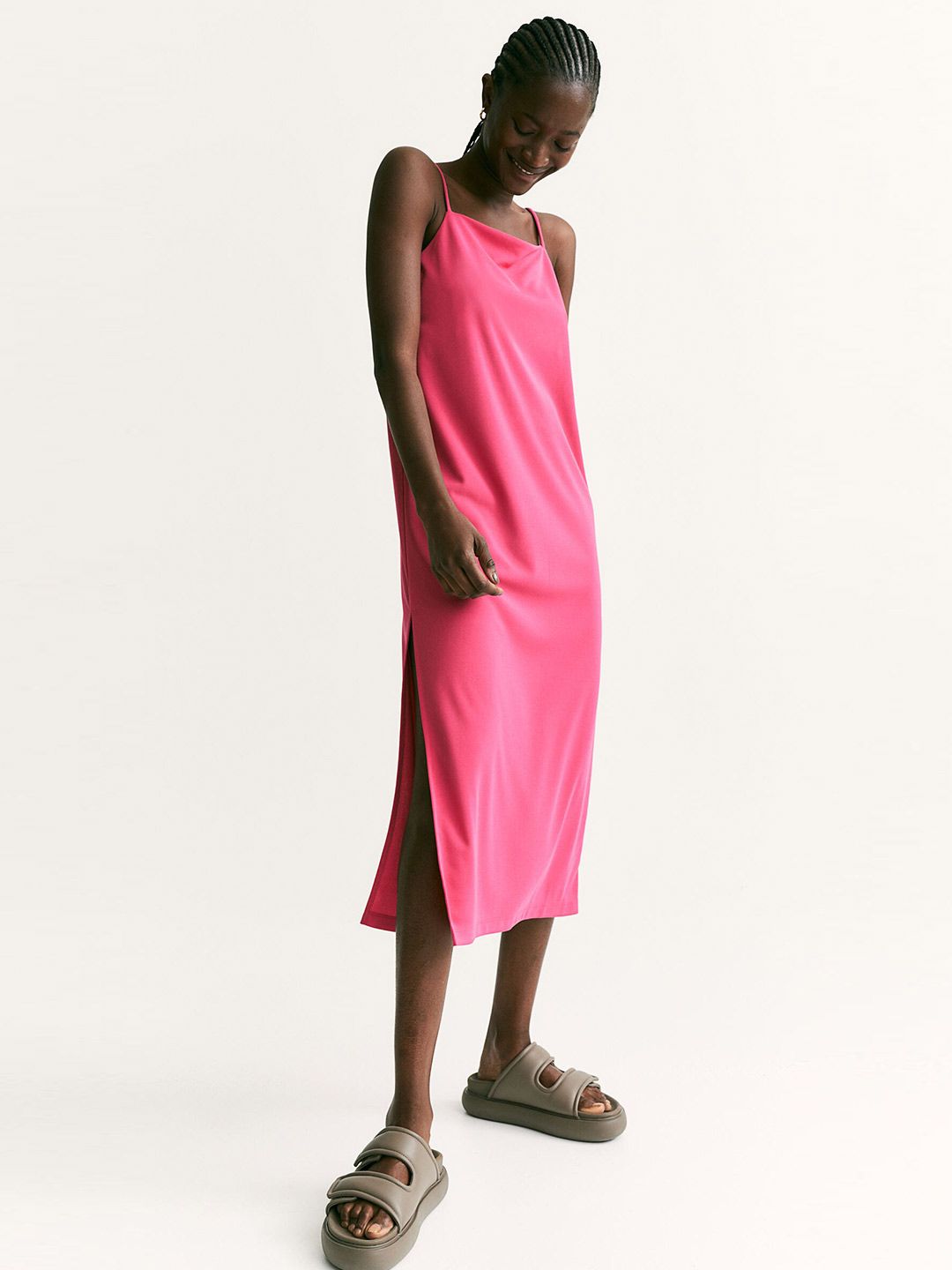 H&M Women Pink Jersey Slip Dress Price in India