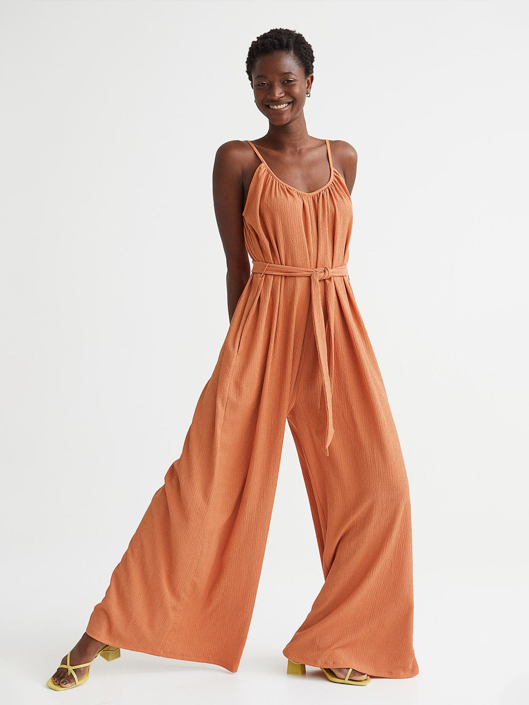 H&m jumpsuit best sale with tie belt