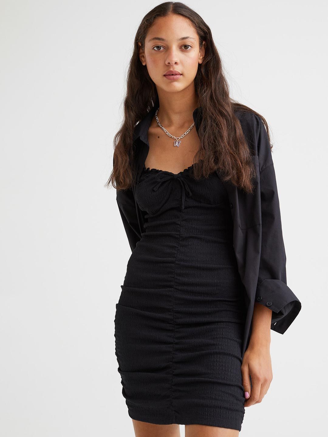 H&M Black Draped Dress Price in India