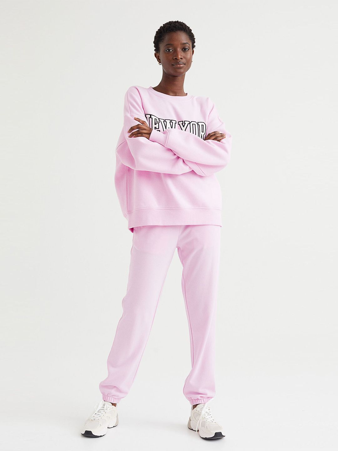 H&M Women Pink Crew-Neck Sweatshirt Price in India