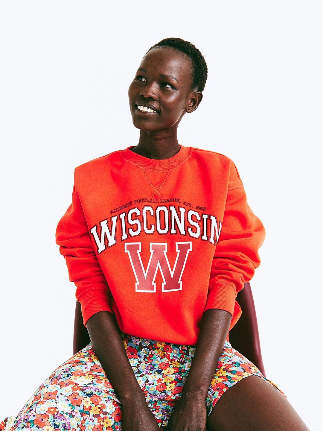 H&M Women Orange Printed Sweatshirt Price in India