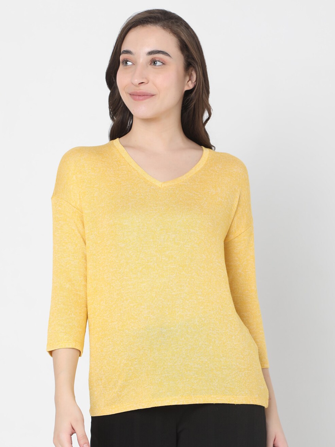 Vero Moda Women Yellow & Black Pullover Price in India