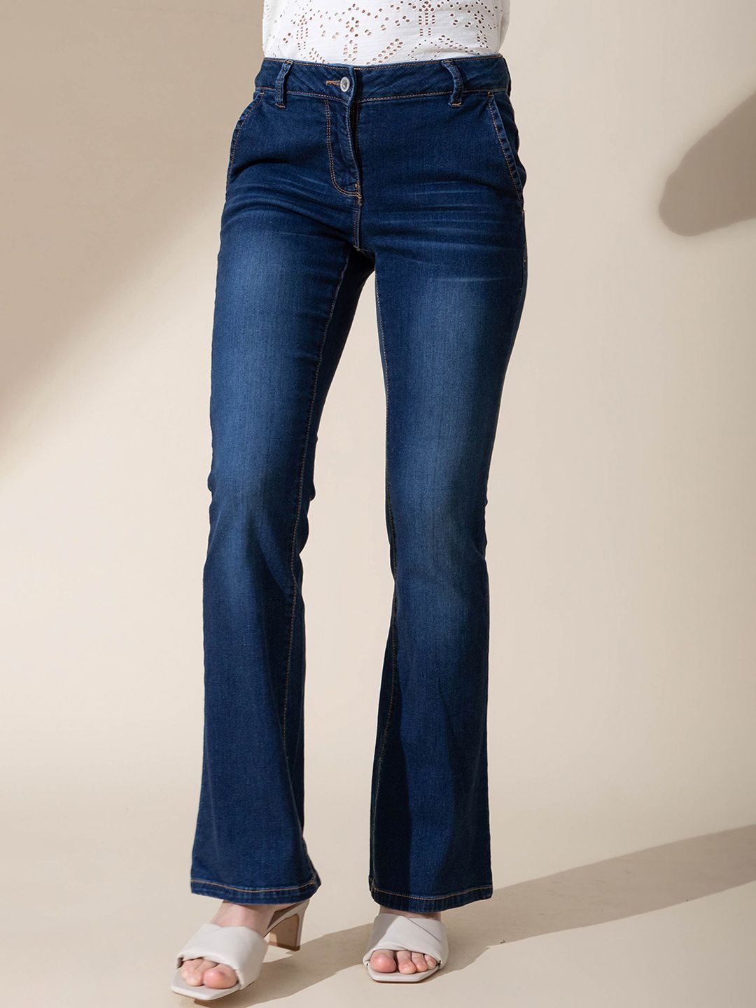 B Copenhagen Women Blue Flared Trousers Price in India