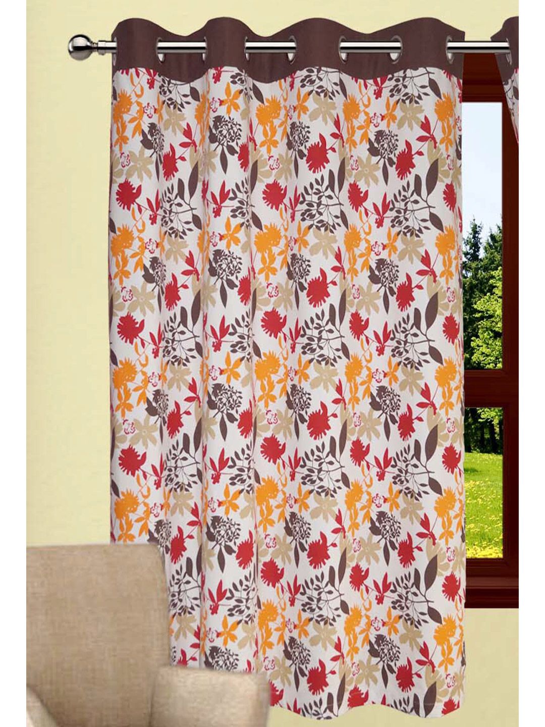 Lushomes Orange & Red Window Curtain Price in India