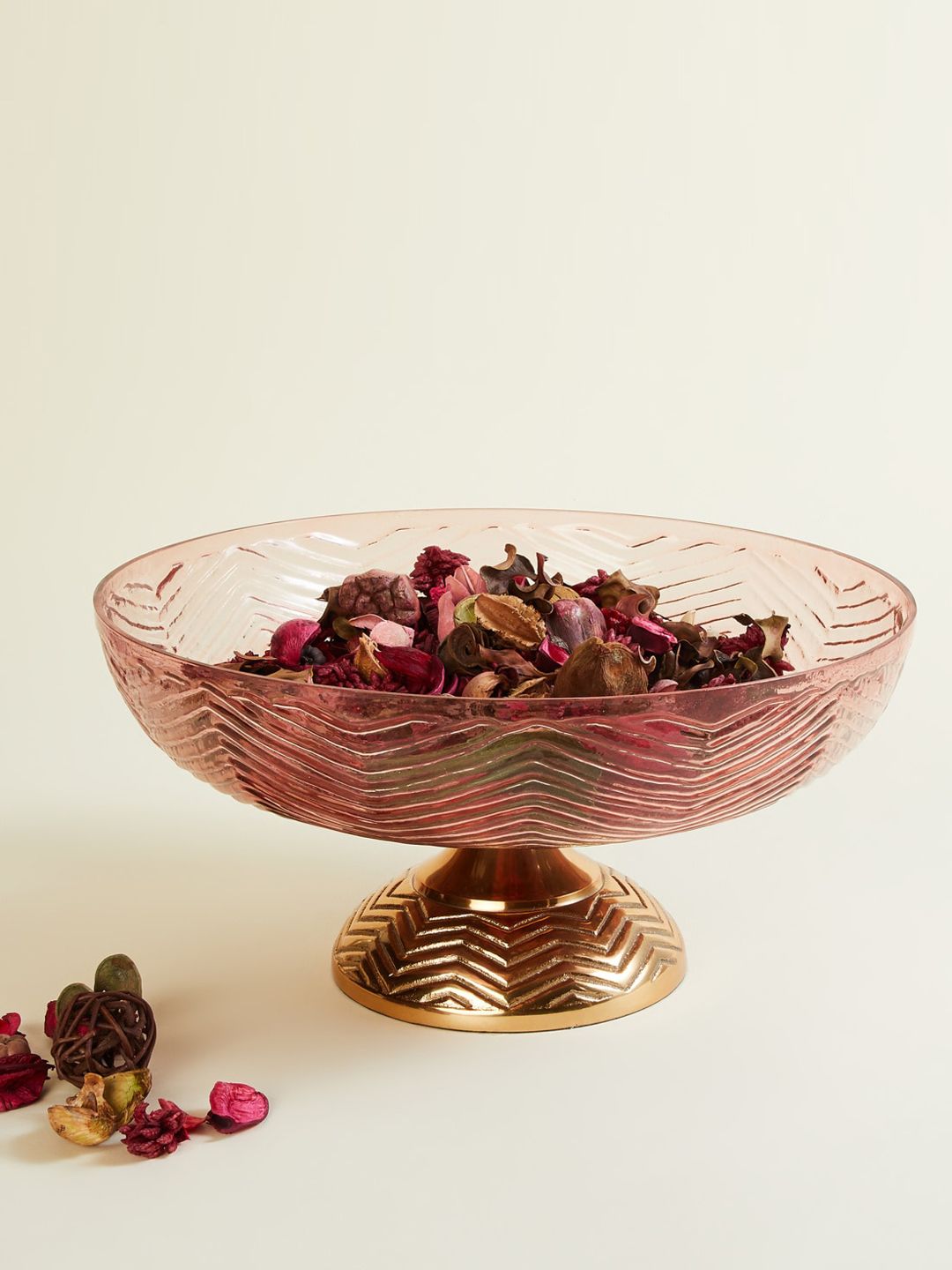 Home Centre Pink Heritage Vario Textured Glass Bowl Price in India