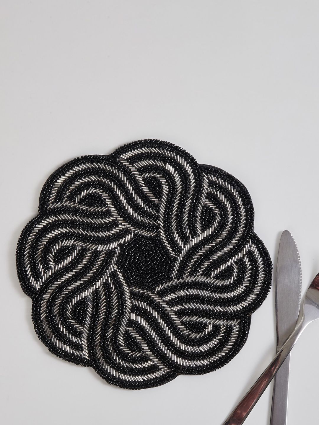 Home Centre Black Mandarin-Modern Retreat Beaded Glass Trivet Price in India