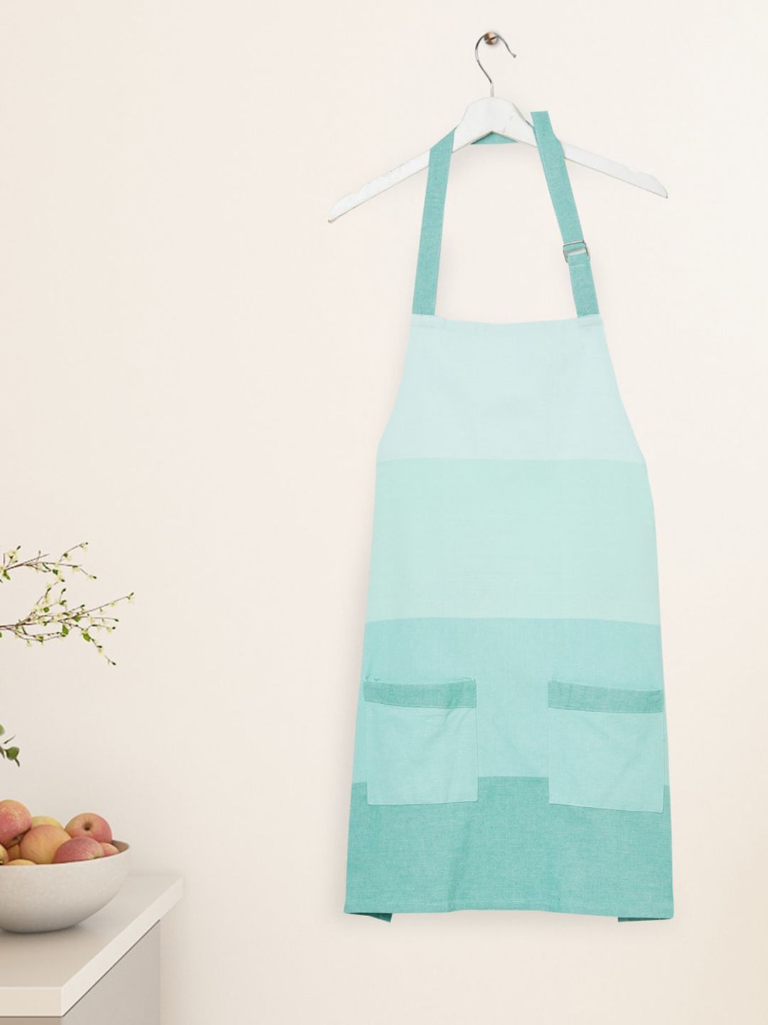 Home Centre Blue Medora Colourblocked Cotton Kitchen Apron Price in India