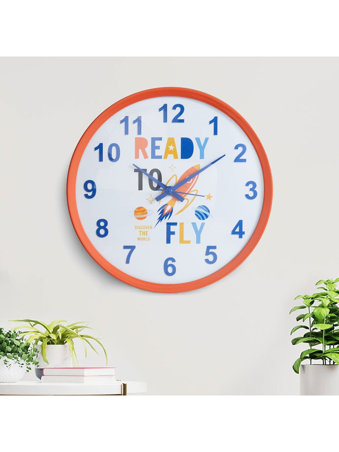 Home Centre White & Blue Printed Traditional Wall Clock Price in India