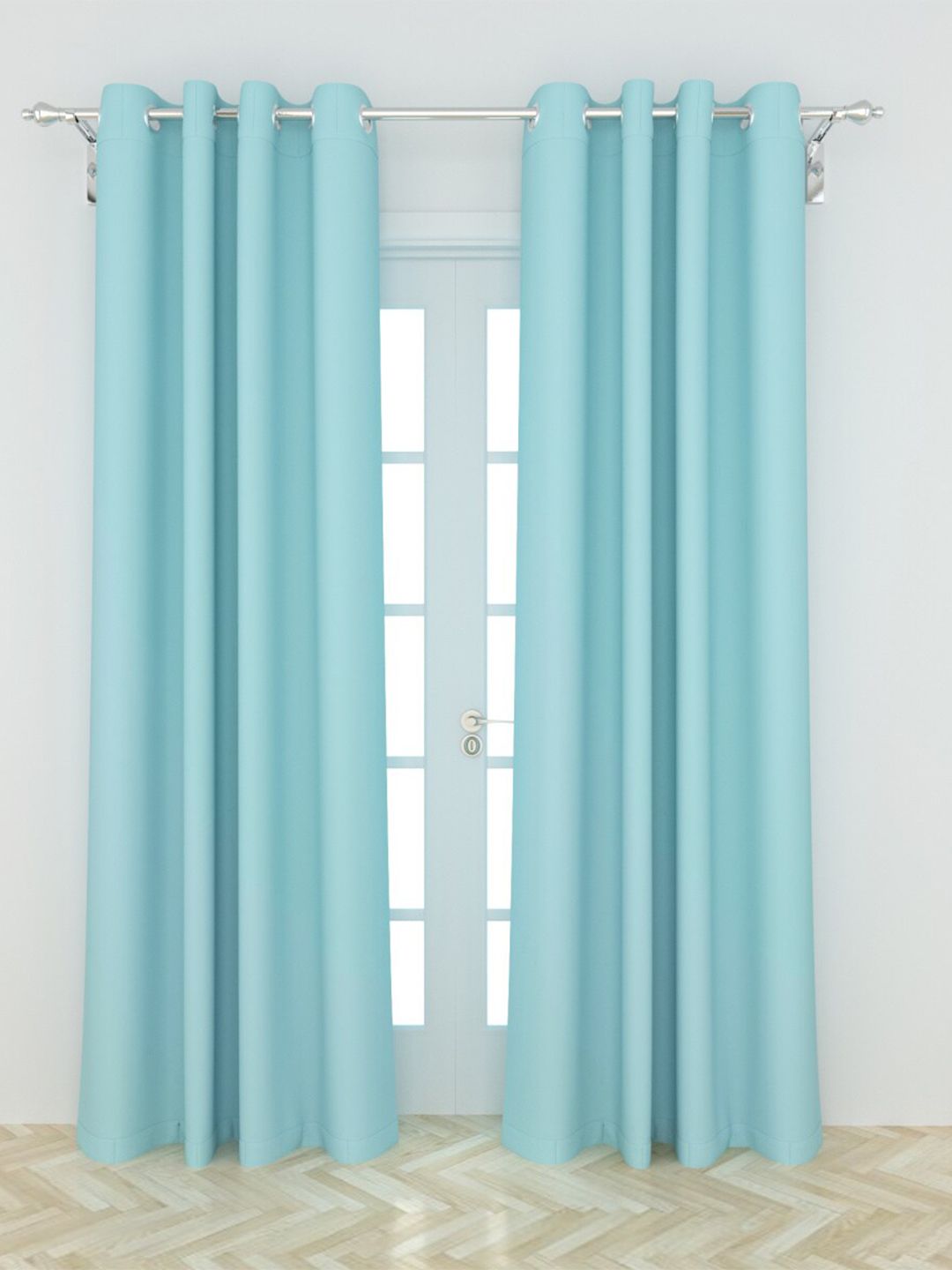 Home Centre Set of 2 Blue Black Out Door Curtain Price in India