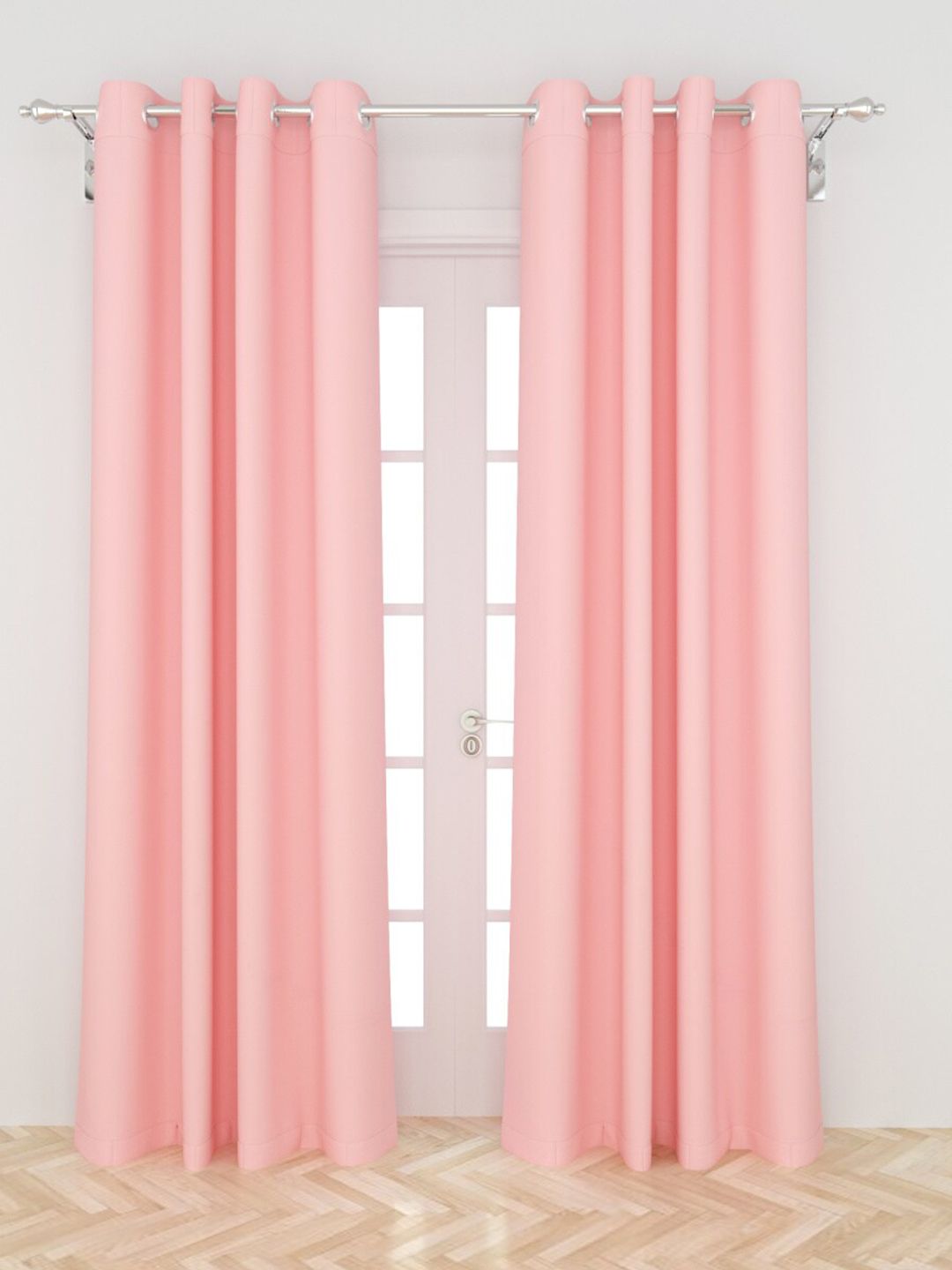 Home Centre Set Of 2 Pink Solid Blackout Door Curtains Price in India