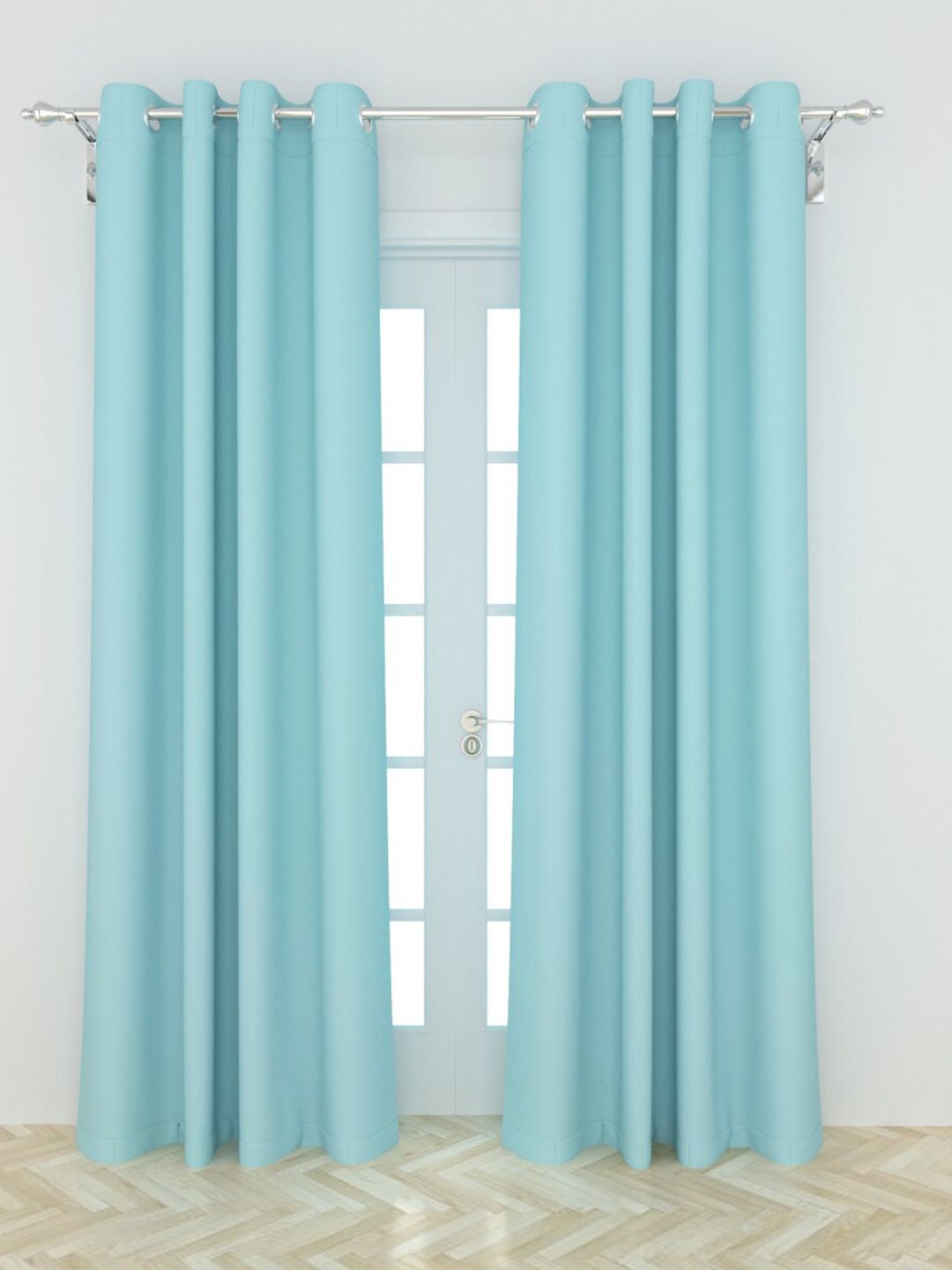 Home Centre Blue Set of 2 Black Out Door Curtain Price in India