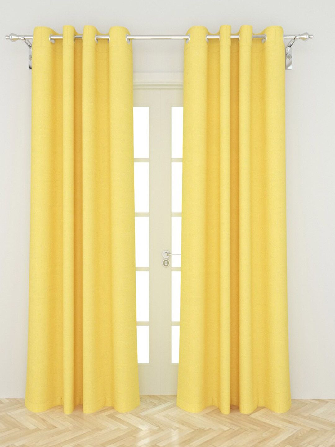 Home Centre Yellow Set of 2 Black Out Door Curtain Price in India