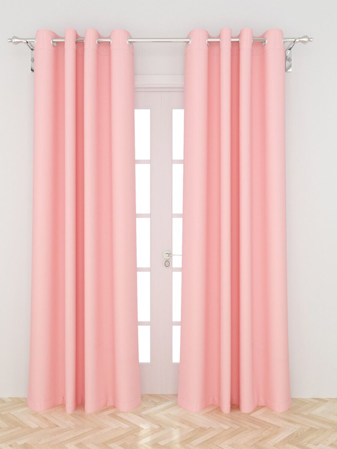 Home Centre Pink Set of 2 Black Out Door Curtain Price in India