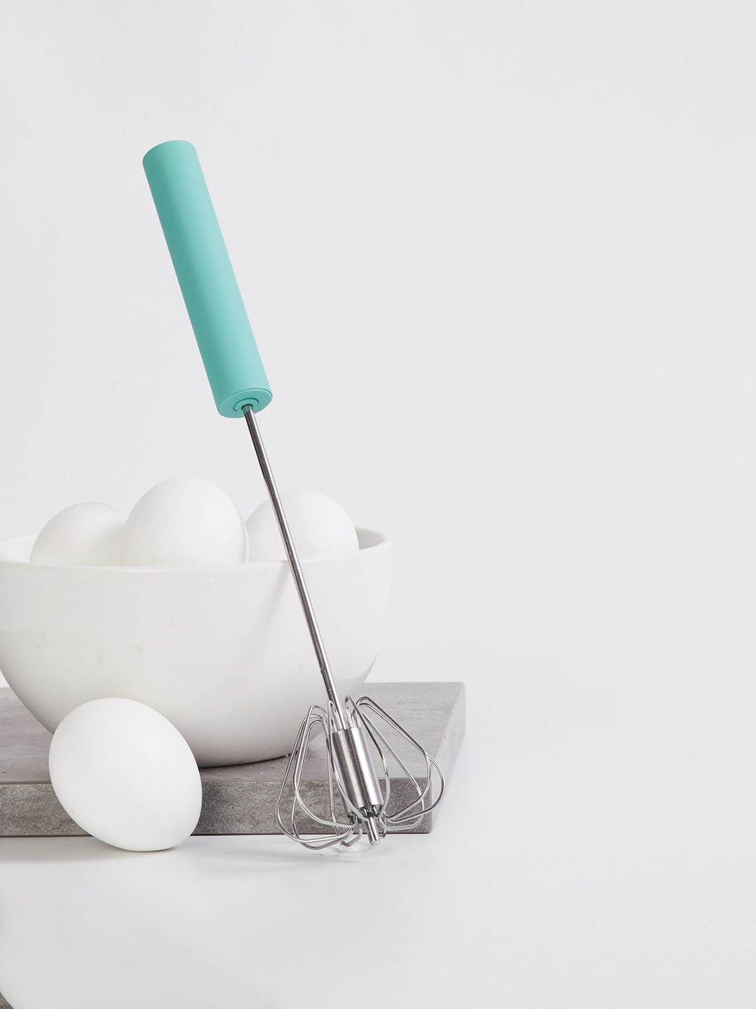 Home Centre Teal Blue & Silver Coloured Solid Stainless Steel Egg Whisk Price in India