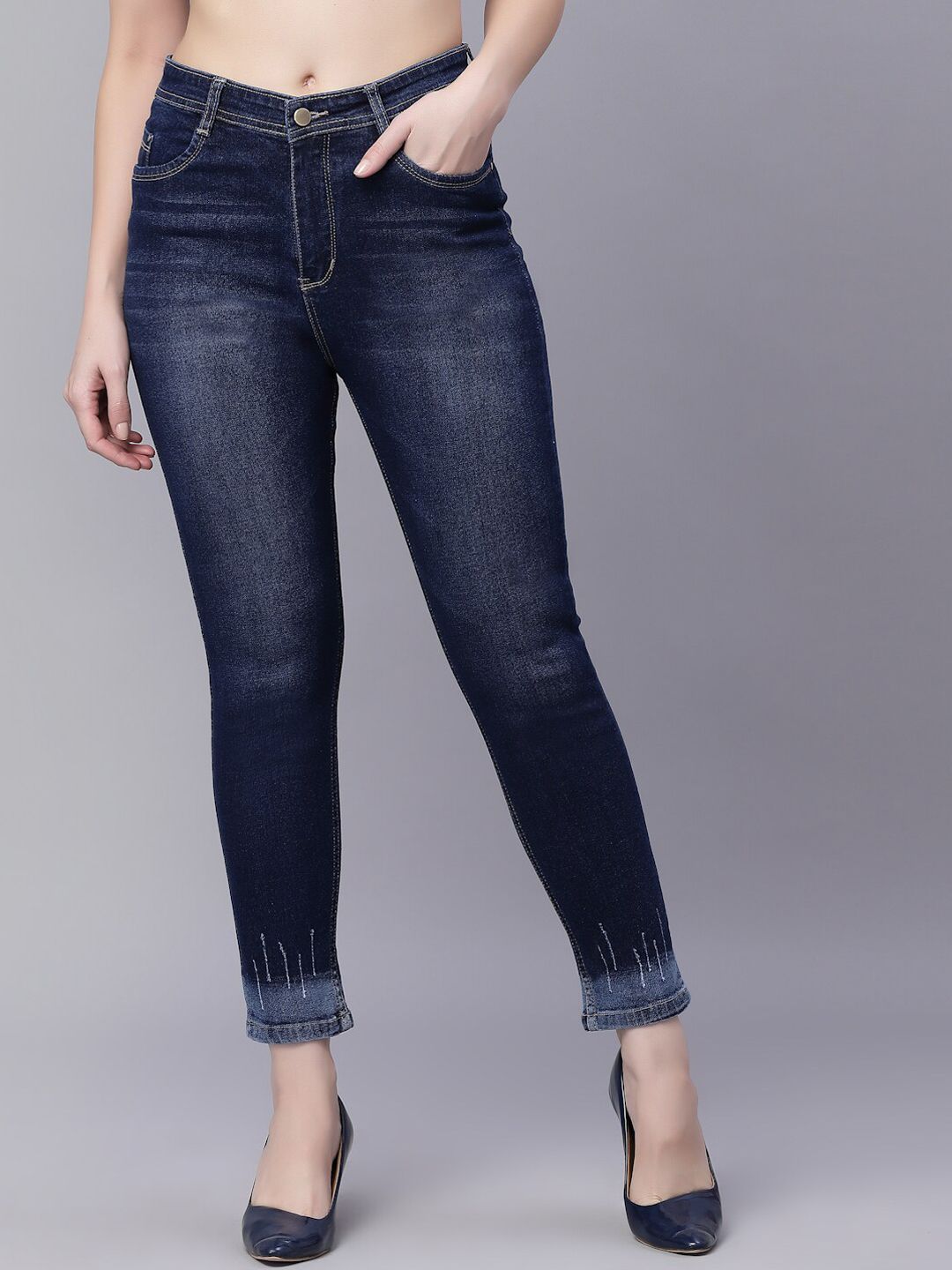 KASSUALLY Women Blue Skinny Fit Stretchable Jeans Price in India