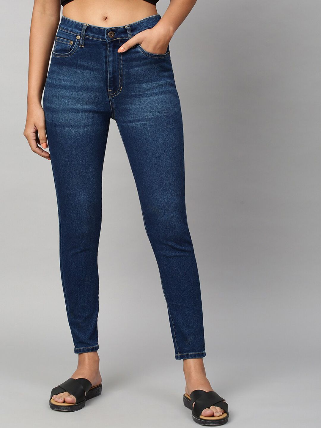 Chemistry Women Blue Skinny Fit Light Fade Jeans Price in India