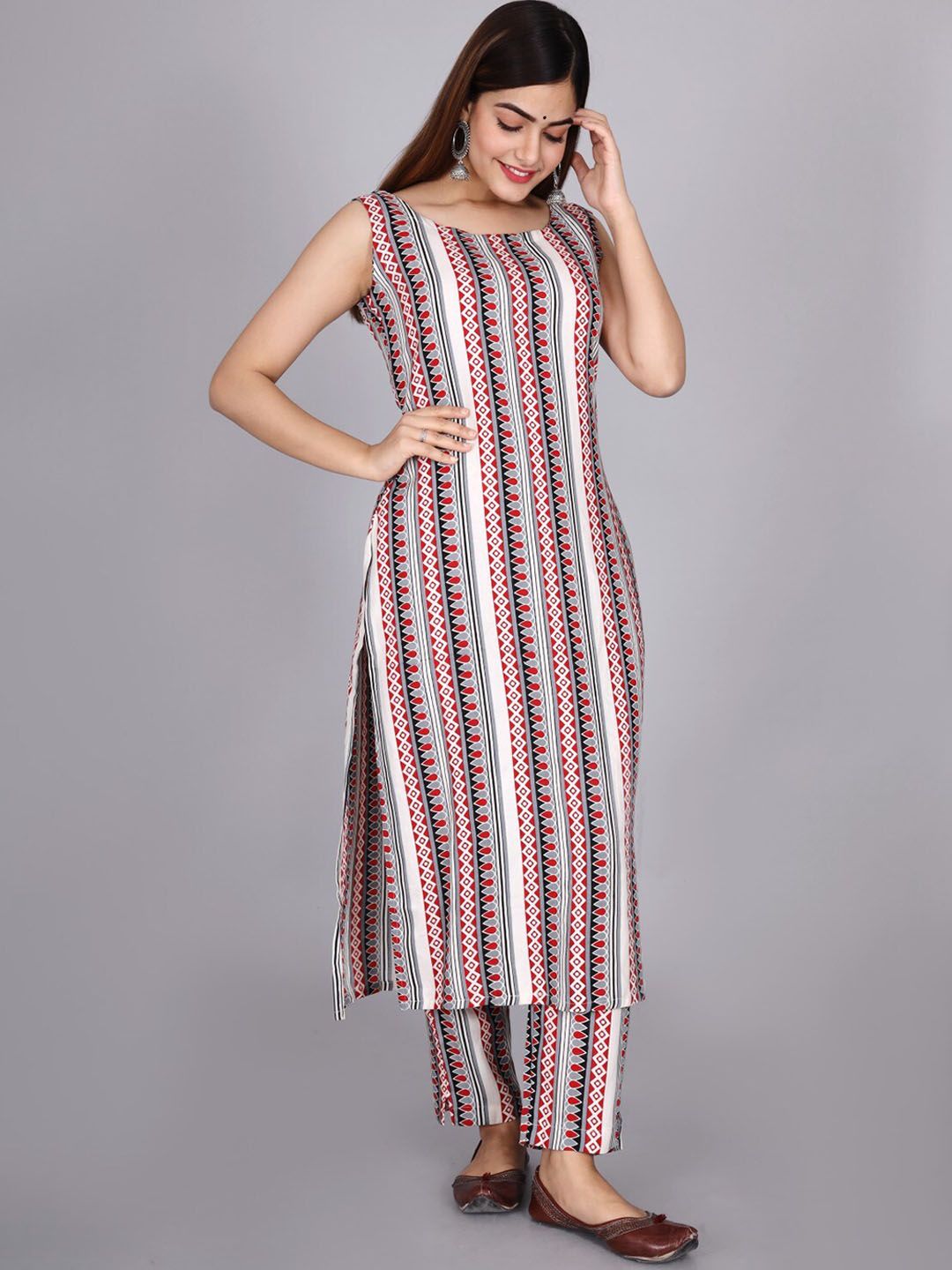 KALINI Women Multicoloured Printed Straight Kurta with Trouser Price in India