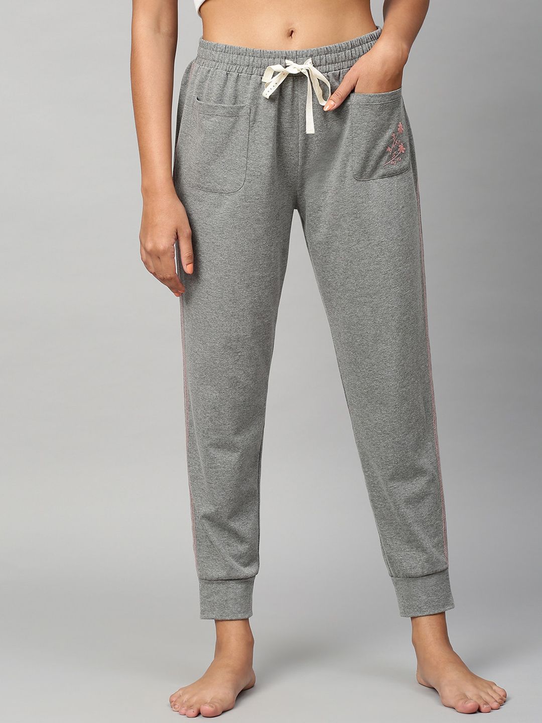 Chemistry Women Grey Solid Lounge Joggers Price in India