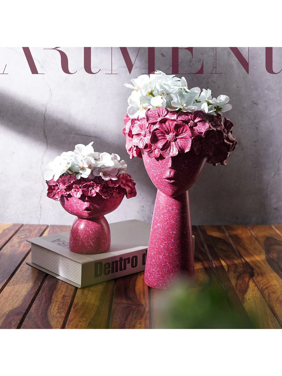 THE ARTMENT Pack of 2 Surreal Faces Table Planters Price in India