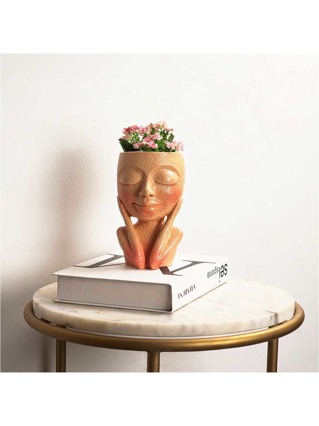 THE ARTMENT Orange Set of 3 Surreal Awestruck Girl Table Planter Price in India