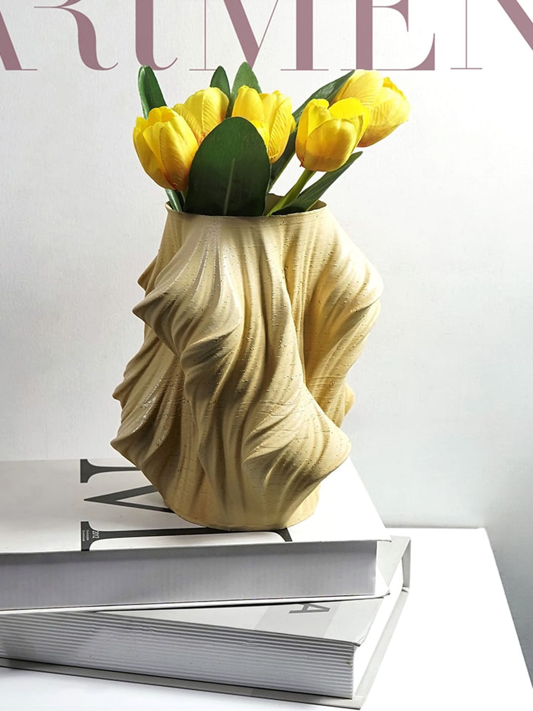 THE ARTMENT Yellow Surreal Gown In Wind Table Planter Price in India