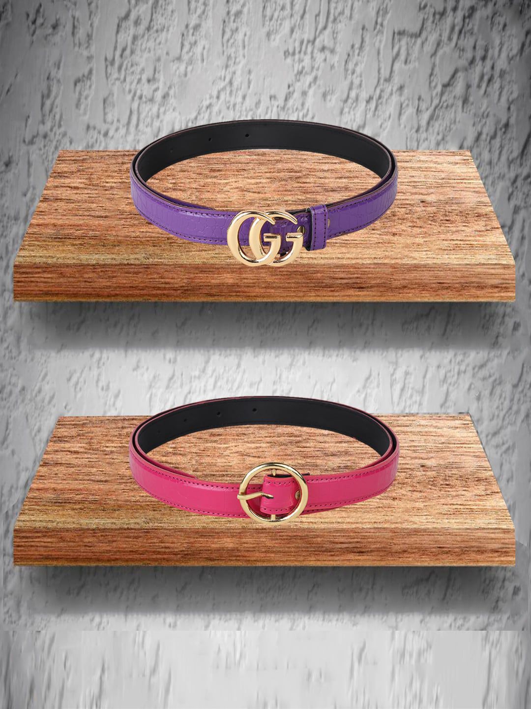 Swiss Design Women Purple & Pink  Pack Of 2  Belt Price in India