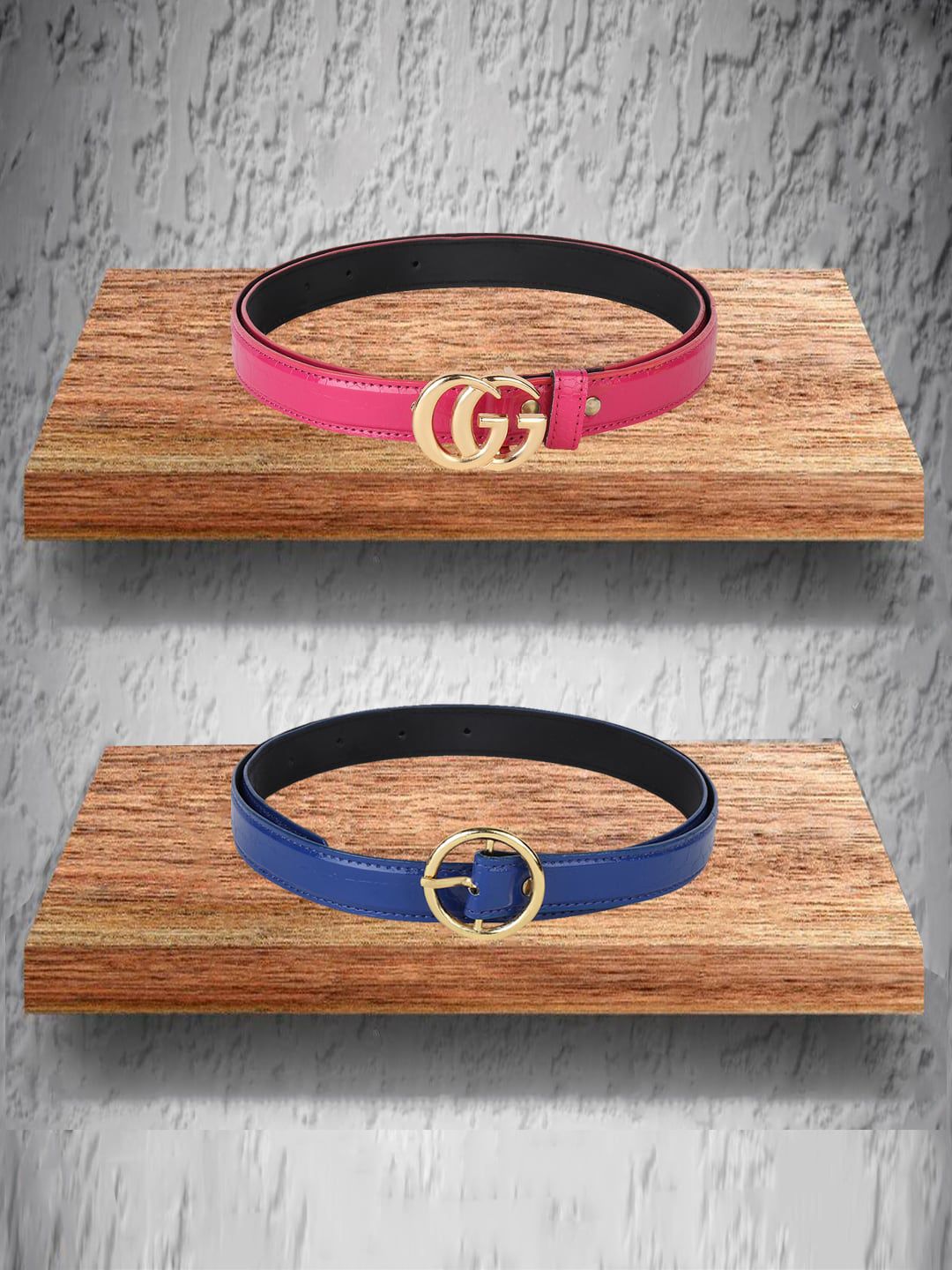 Swiss Design Women Set Of 2 Pink & Blue Belt Price in India