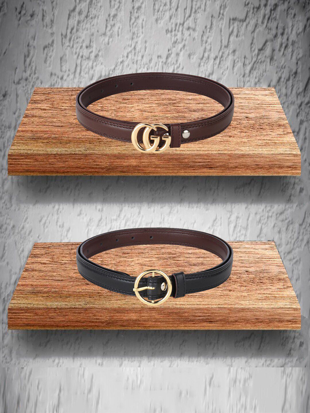 Swiss Design Women Pack Of 2 Brown Belts Price in India