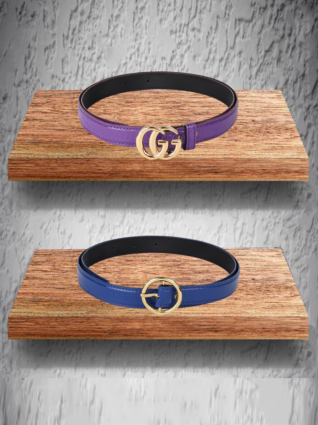 Swiss Design Women Purple & Blue Pack of 2 Belt Price in India