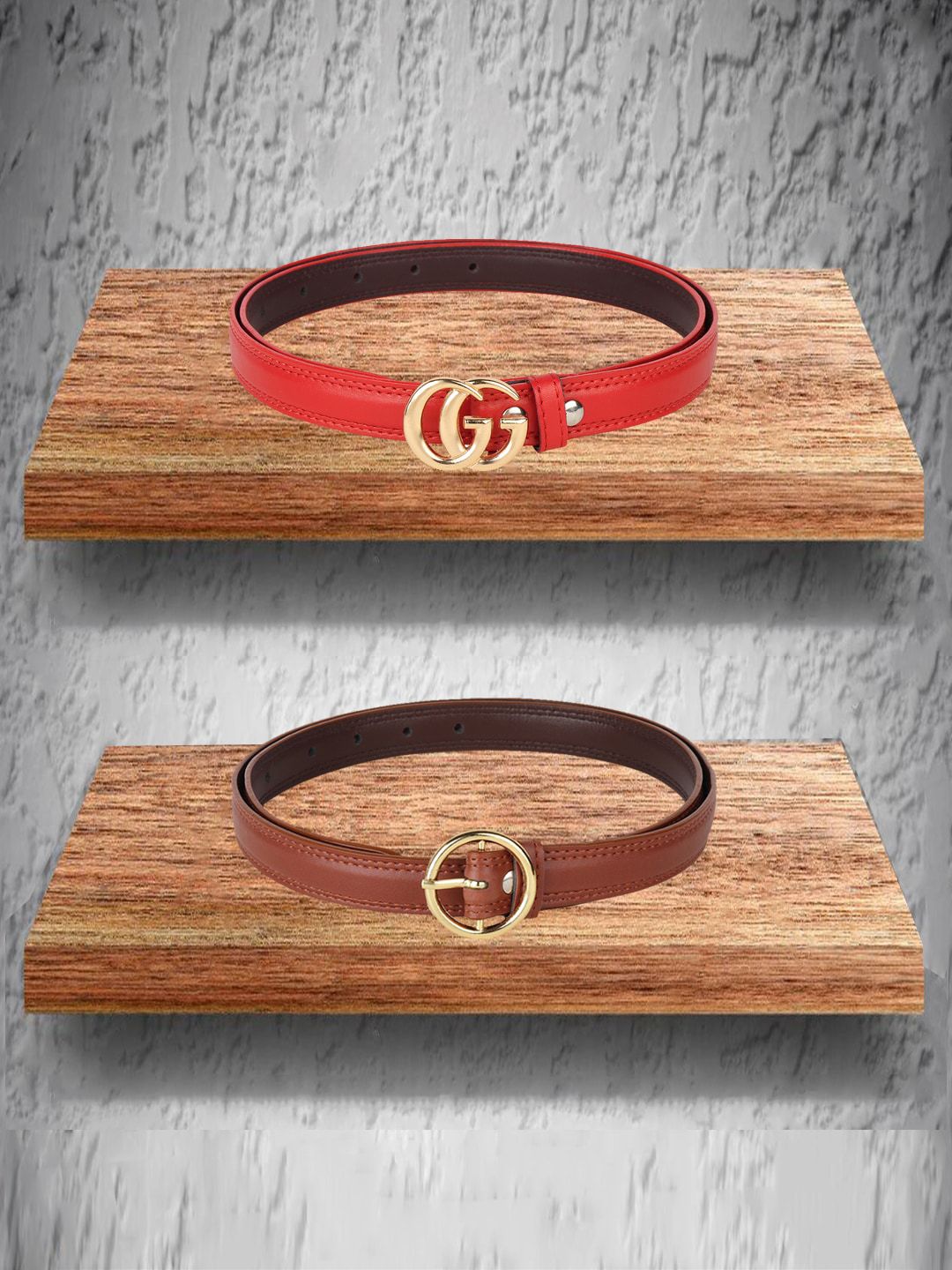 Swiss Design Women Red 2 Belt Price in India