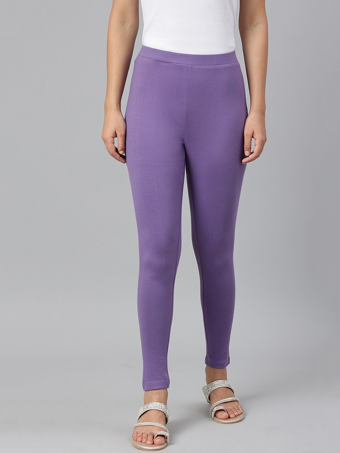W Women Purple Solid Ankle-Length Leggings Price in India