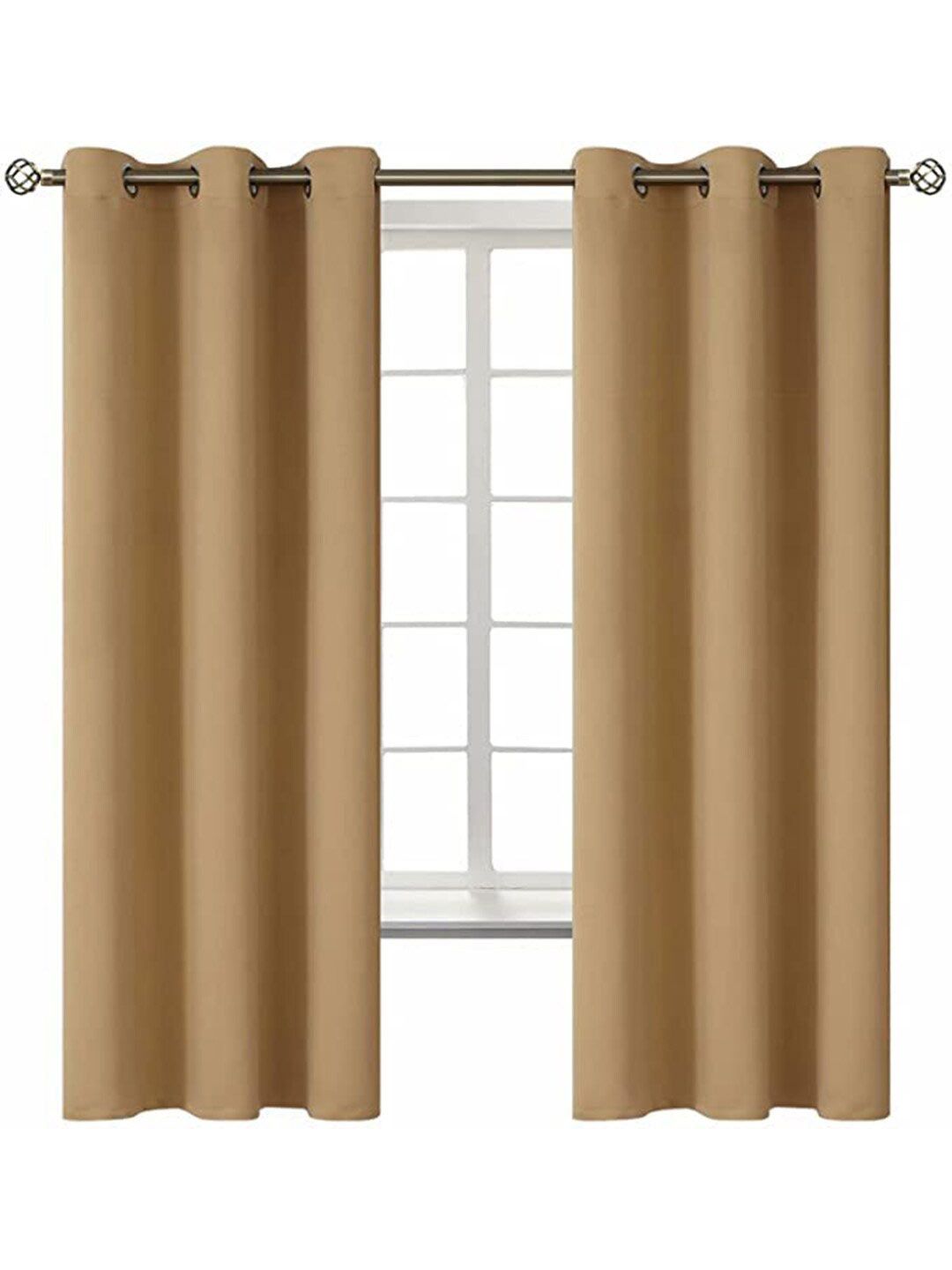 EXORA Gold-Toned Set of 2 Black Out Window Curtain Price in India