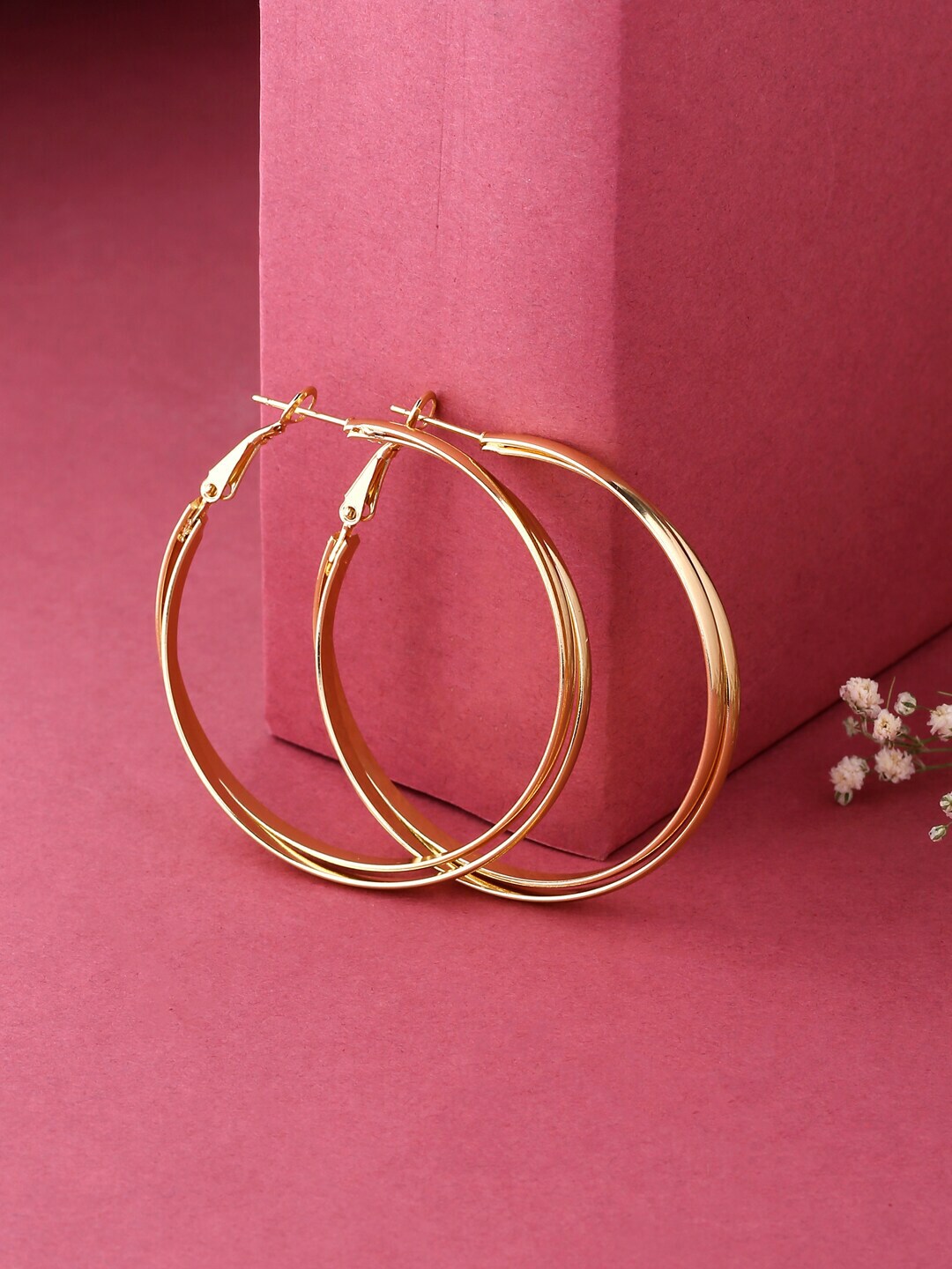 kashwini Gold-Toned Contemporary Hoop Earrings Price in India