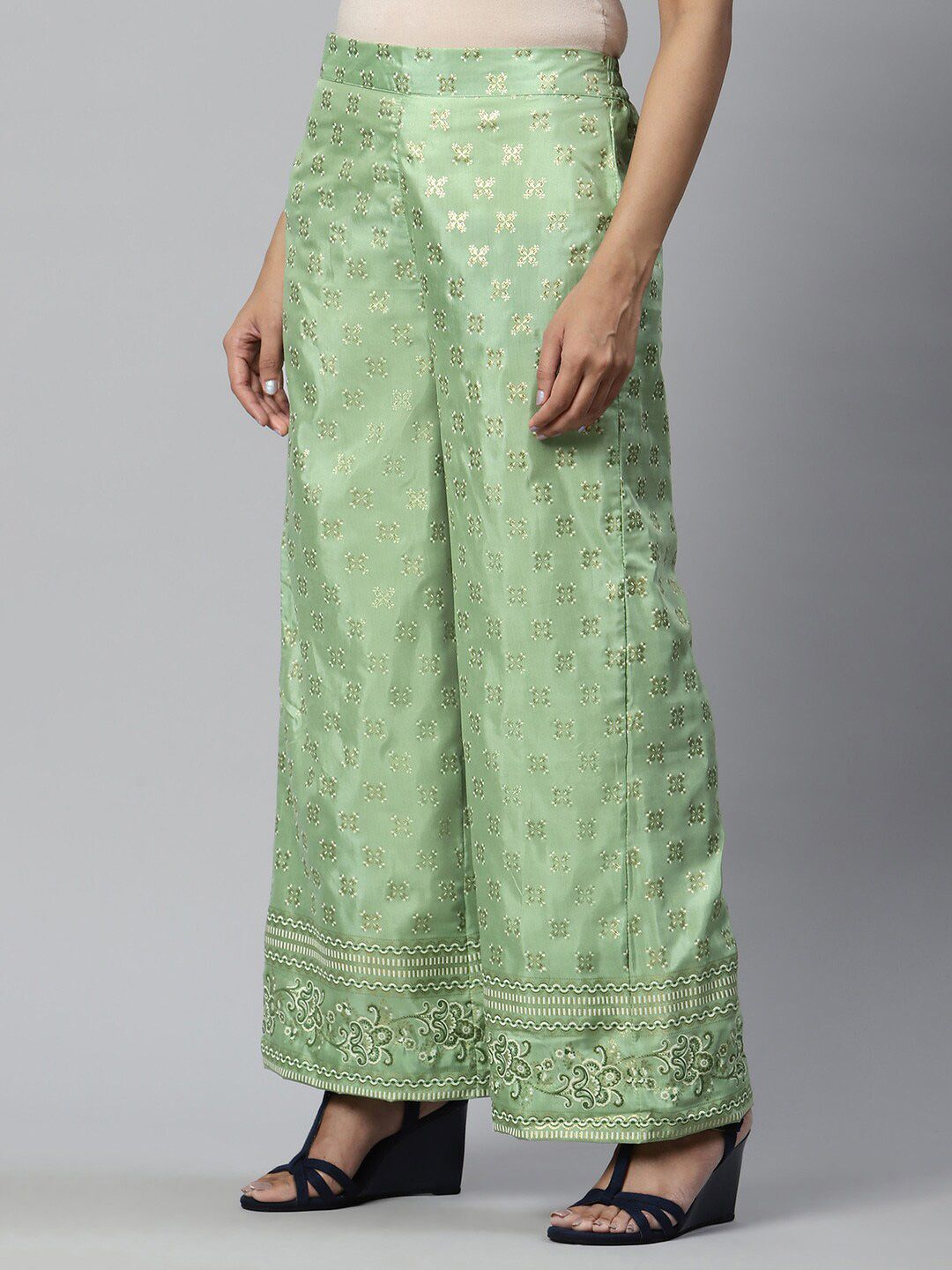 AURELIA Women Green Printed Ethnic Palazzos Price in India