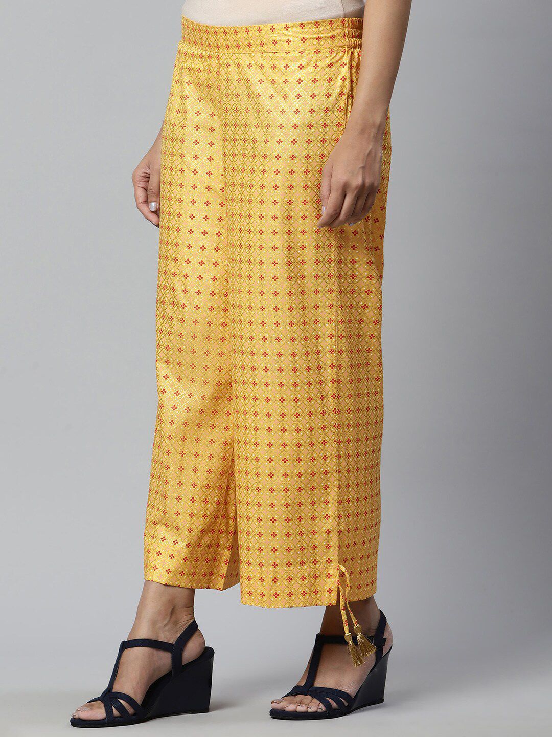 AURELIA Women Yellow & Red Printed Ethnic Palazzos Price in India