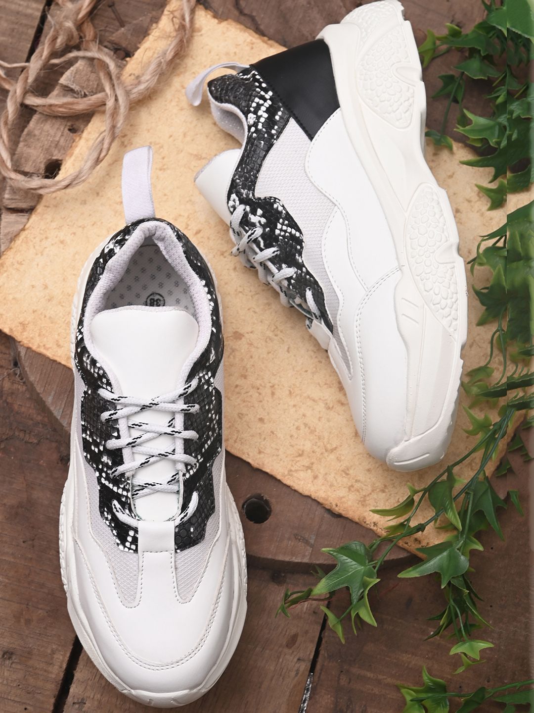 HERE&NOW Women White Colourblocked Sneakers Price in India
