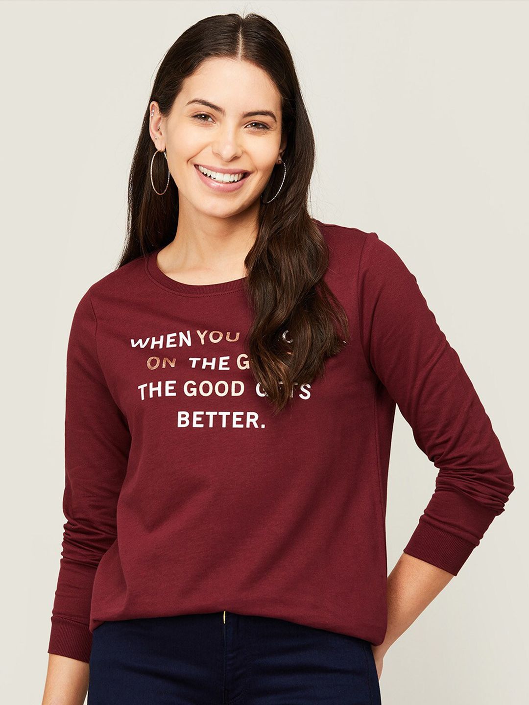 Fame Forever by Lifestyle Women Red Printed Sweatshirt Price in India