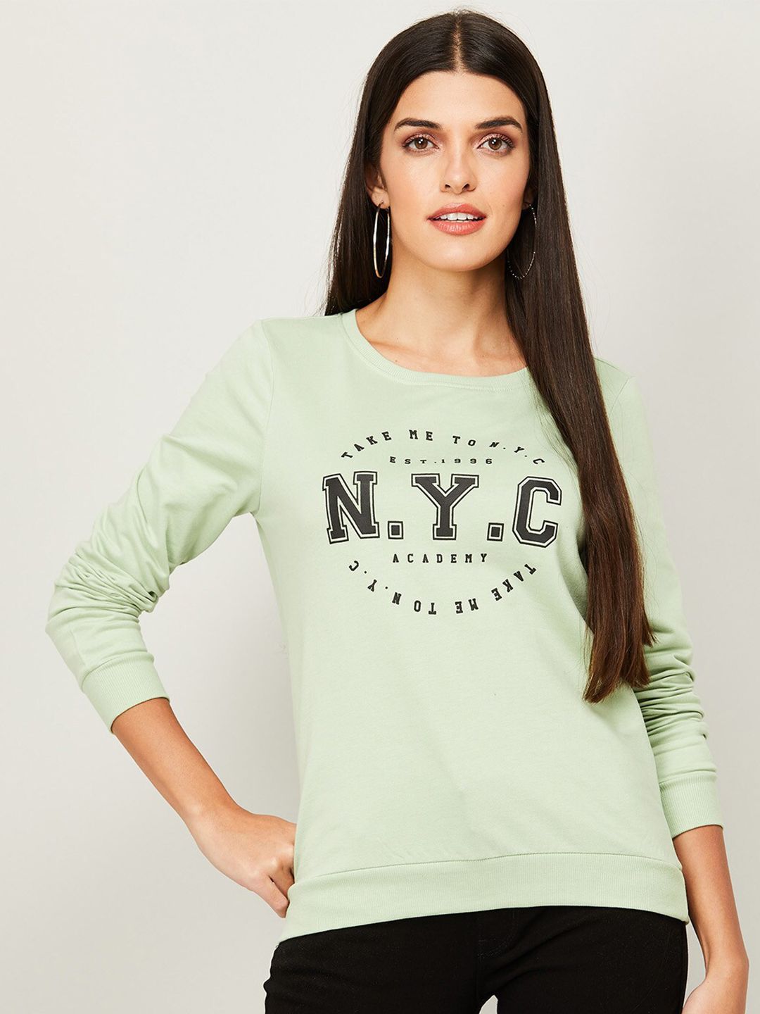 Fame Forever by Lifestyle Women Green Printed Sweatshirt Price in India