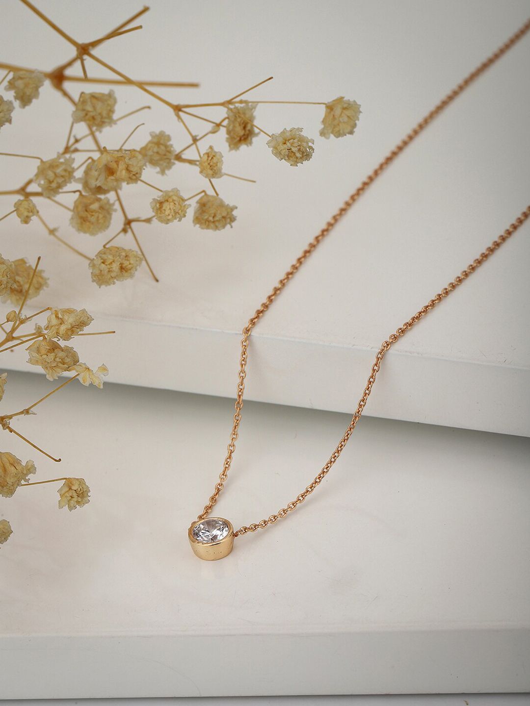 VANBELLE Rose Gold & White Sterling Silver Rose Gold-Plated Handcrafted Necklace Price in India