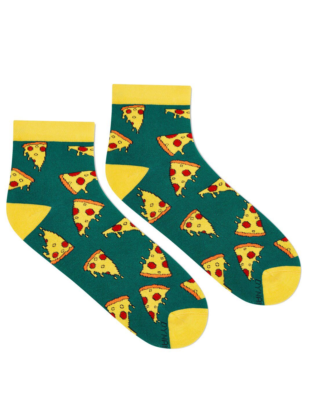 Dynamocks Unisex Green Pizza Printed Ankle Length Socks