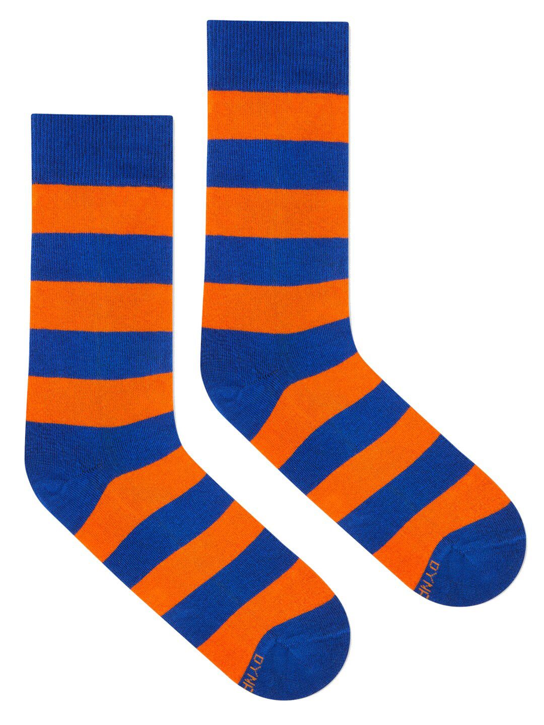 Dynamocks Unisex Blue & Orange Striped Above Ankle Length Socks