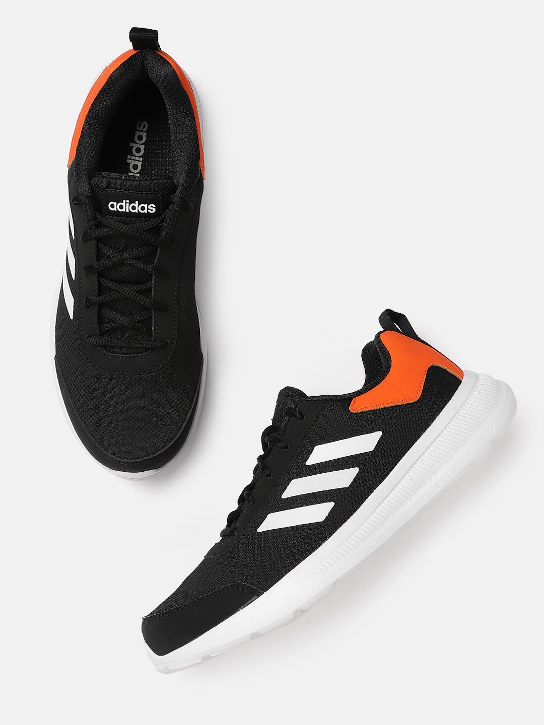 ADIDAS Men Black & Orange Woven Design Glide Ease Running Shoes