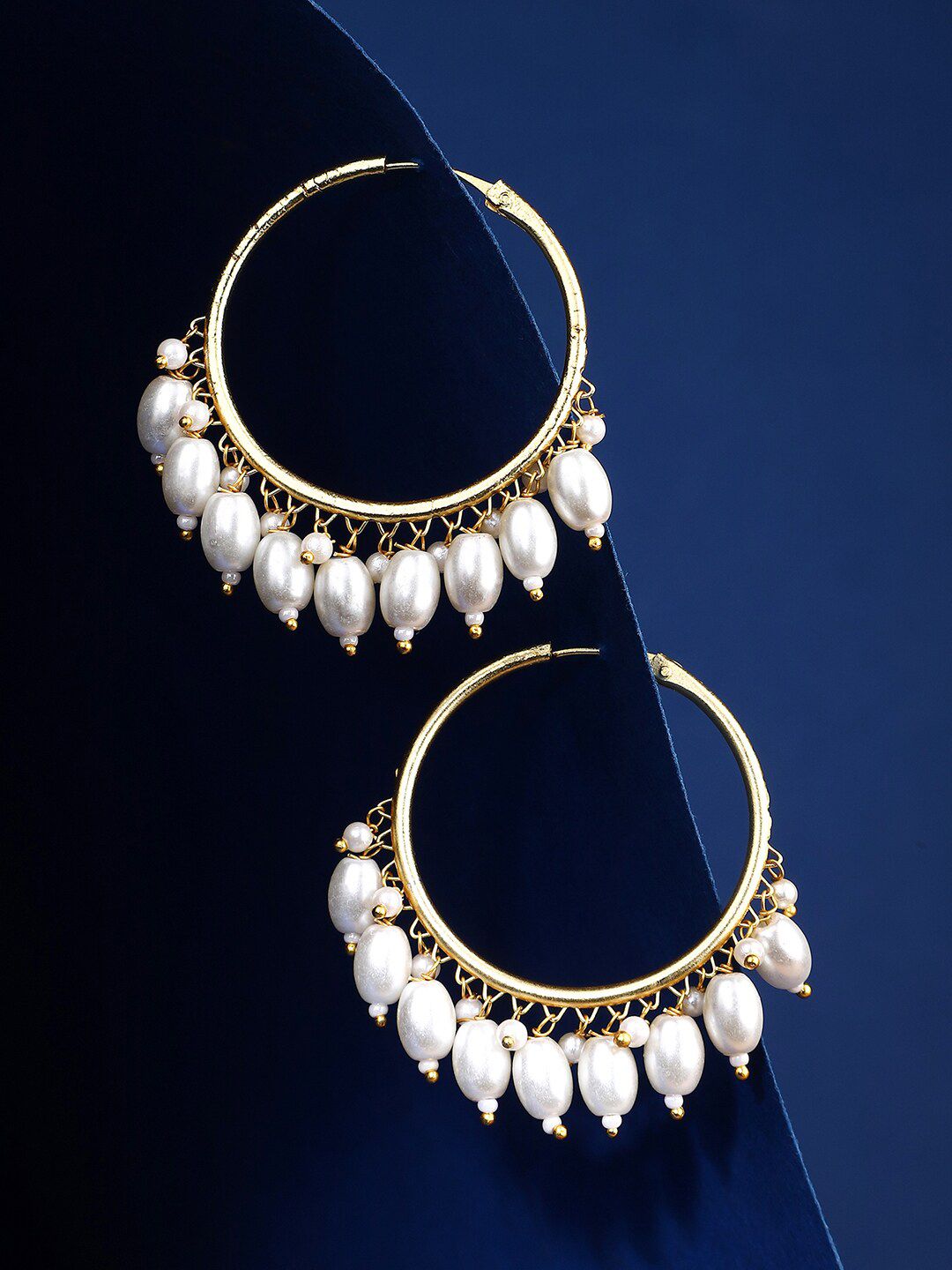 Yellow Chimes Women White Contemporary Hoop Earrings Price in India