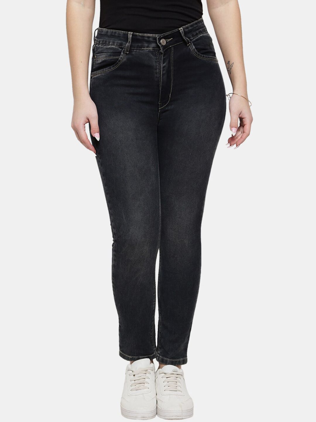 V-Mart Women Grey Classic Light Fade Jeans Price in India