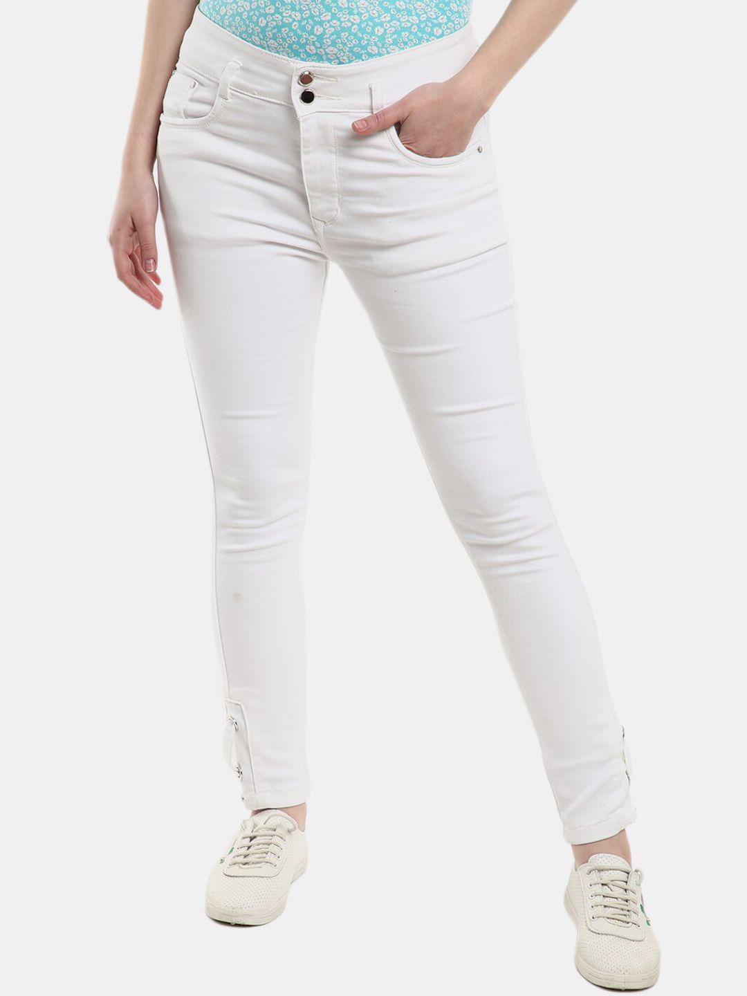 V-Mart Women White Classic Skinny Fit Jeans Price in India