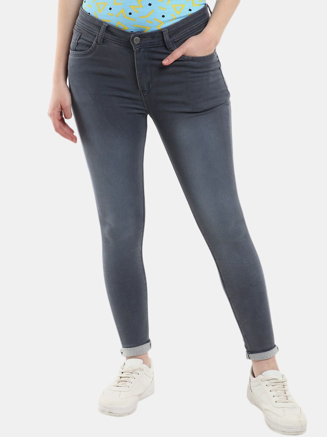 V-Mart Women Grey Classic Light Fade Jeans Price in India