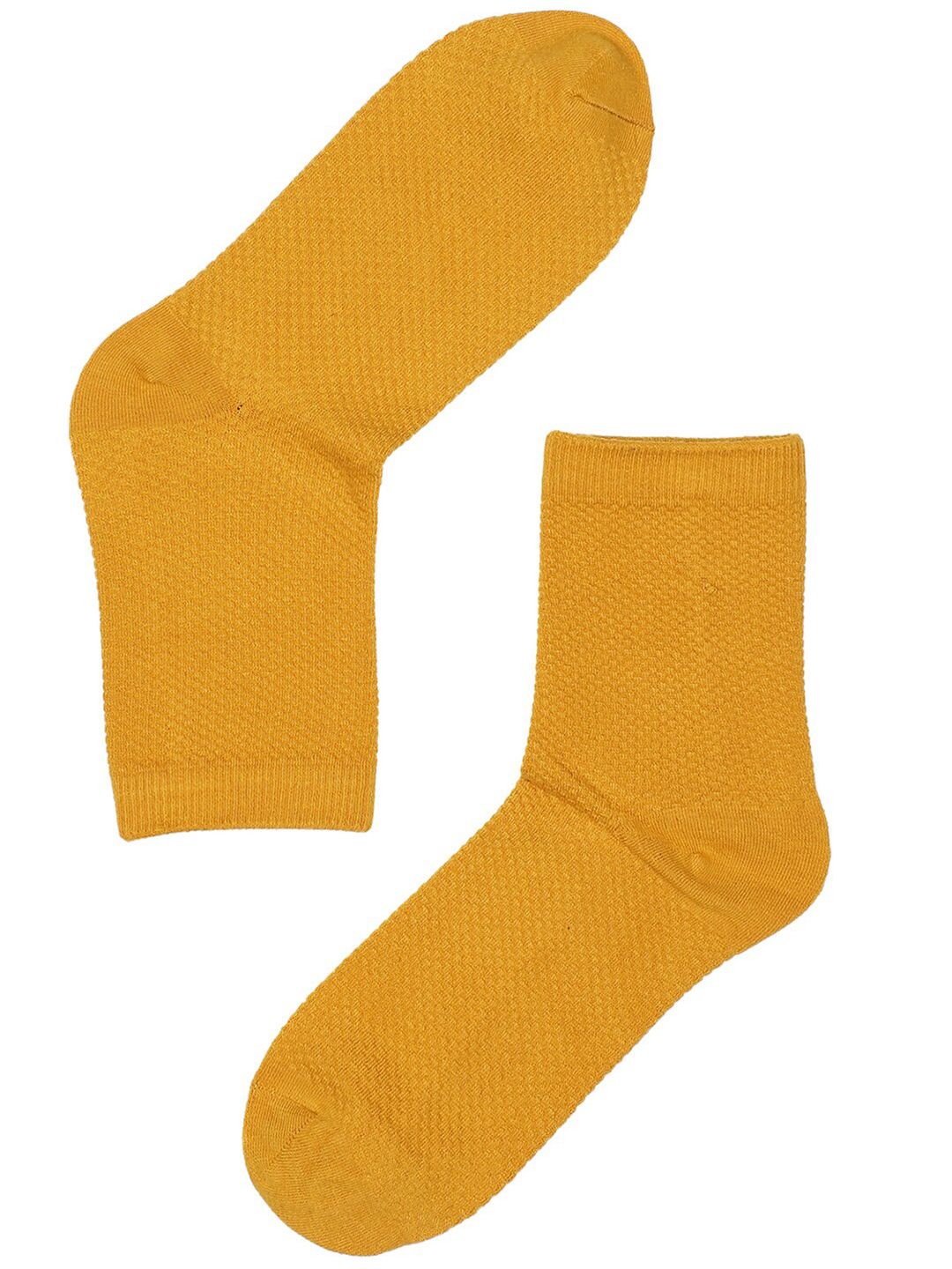 TOFFCRAFT Men Mustard Solid Above Ankle Length Crew Socks