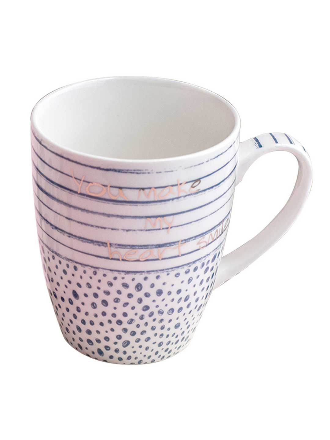 Art Street White & Blue Printed Ceramic Glossy Cups Set of Cups and Mugs Price in India