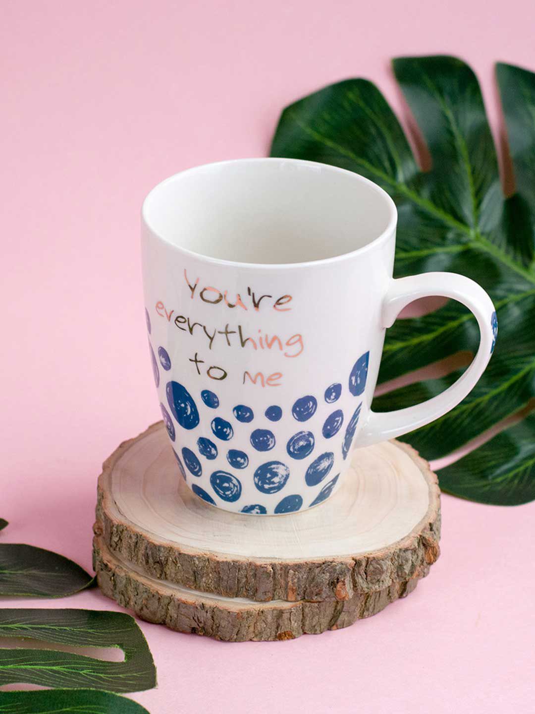 Art Street White & Blue Printed Ceramic Glossy Cups and Mugs Price in India