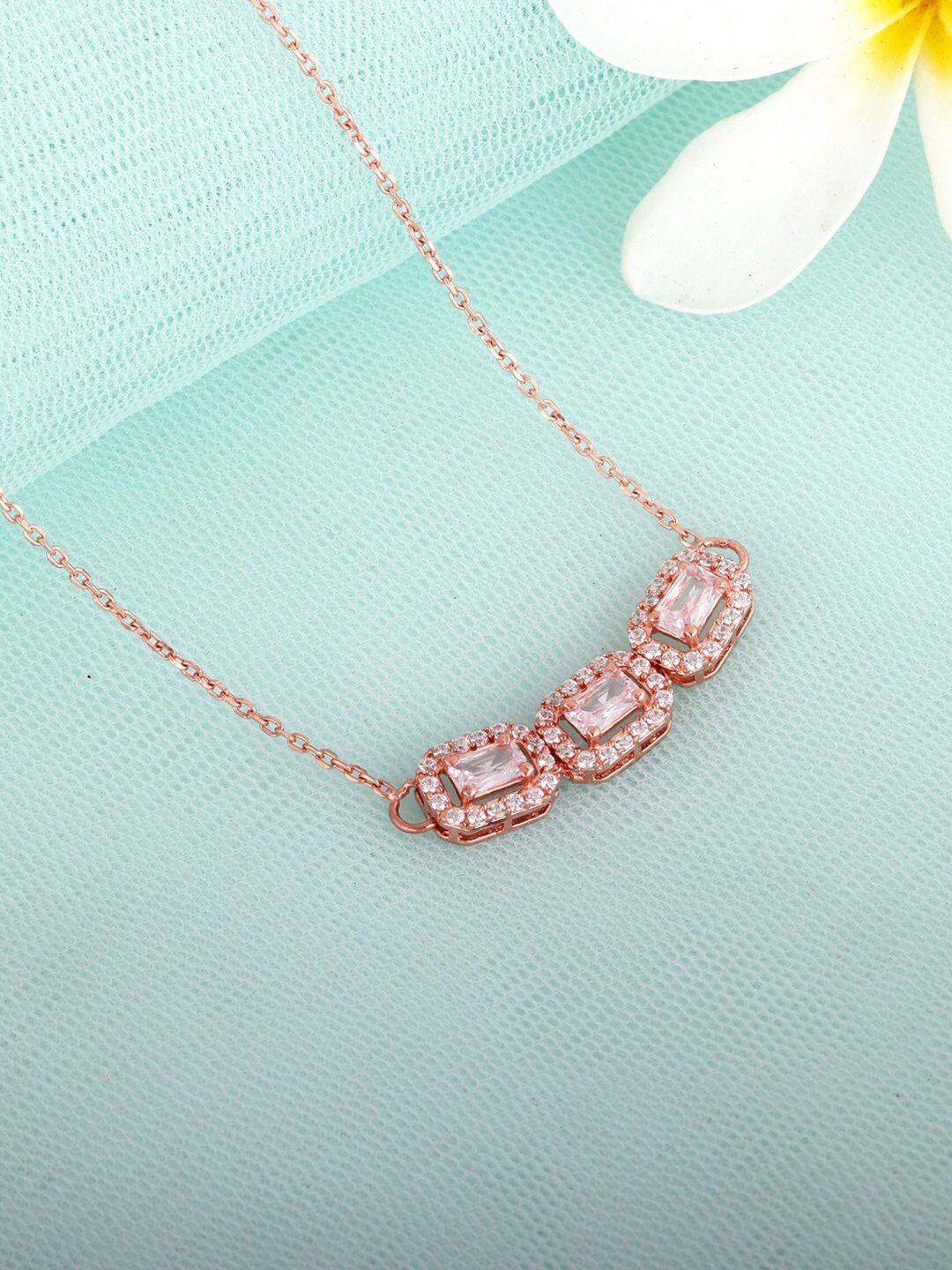 GIVA Rose Gold-Plated Sterling Silver Necklace Price in India